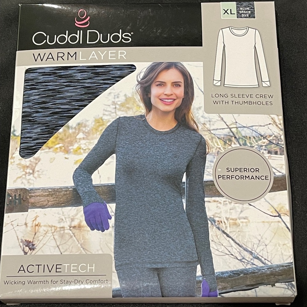 Cuddl Duds Blue Heather Long Sleeve Tee